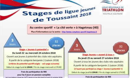 Stages Jeunes Ligue – Toussaint 2018