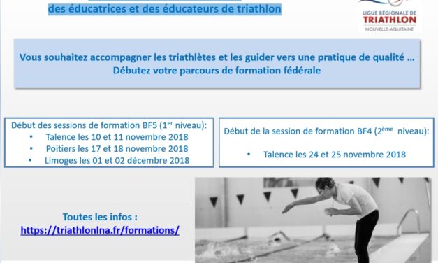 Formation fédérale 2018-2019 des éducatrices et des éducateurs de triathlon