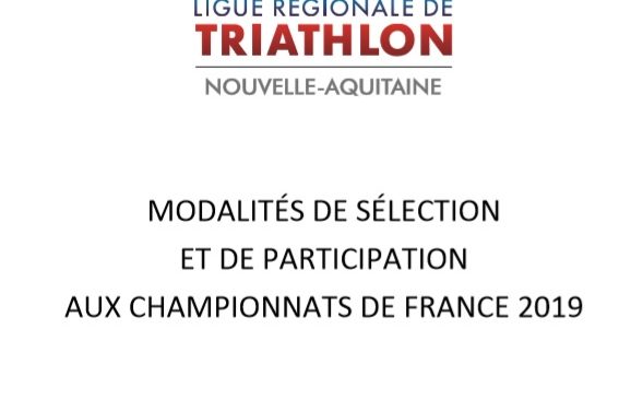 Modalités de sélection et de participation aux Championnats de France 2019
