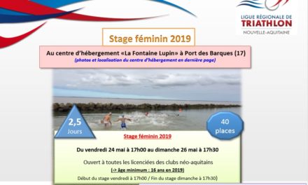 Stage Féminin – Port des Barques (17) – Du 24 au 26 mai 2019