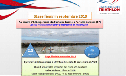 Stage féminin – Port des Barques (17) – du 13 au 15 septembre 2019